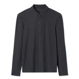 Vuori Men’s Long Sleeve Strato Tech Polo, Charcoal Heather M medium